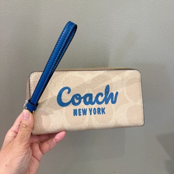 Coach CZ330 Long Zip Around Wallet In Signature Canvas With Coach Graphic
